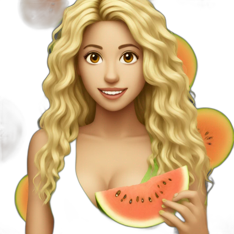 Shakira with matermelon emoji