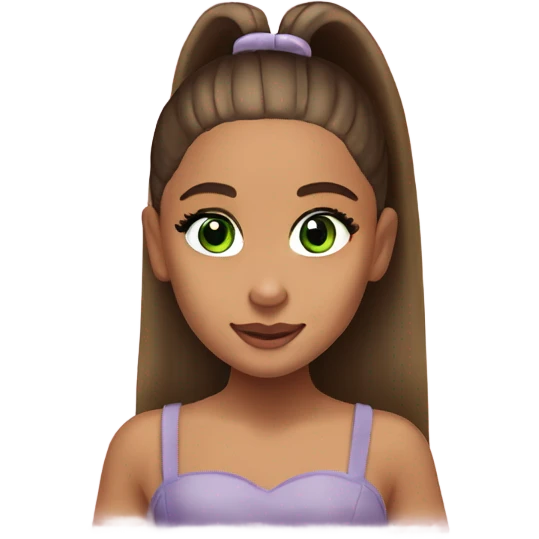 ariana grande with a slickback and green eyes emoji