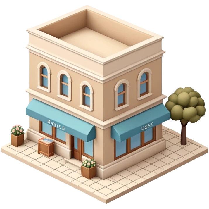 Isometric exterior little cozy beige bookstore dollhouse style 3D realistic  emoji