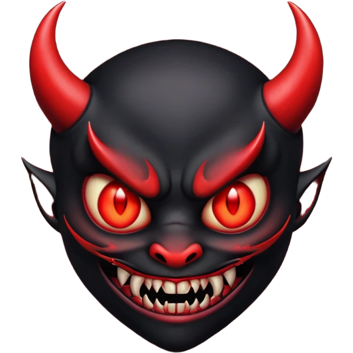 devil emoji in gothic style with black and crimson colors, sharp fangs, glowing eyes, dramatic shadows emoji