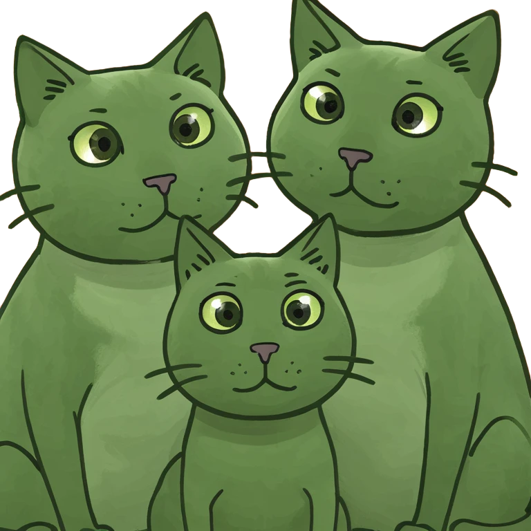three cats sitting together  emoji
