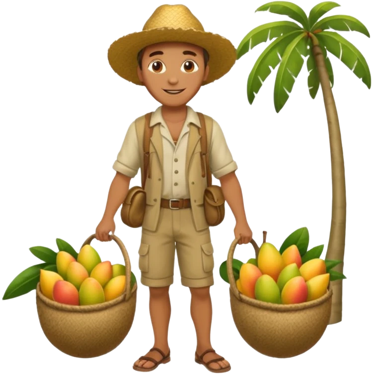 HOMBRE VENDEDOR DE MANGOS CUERPO COMPLETO CON ROPA DE CAMPO emoji