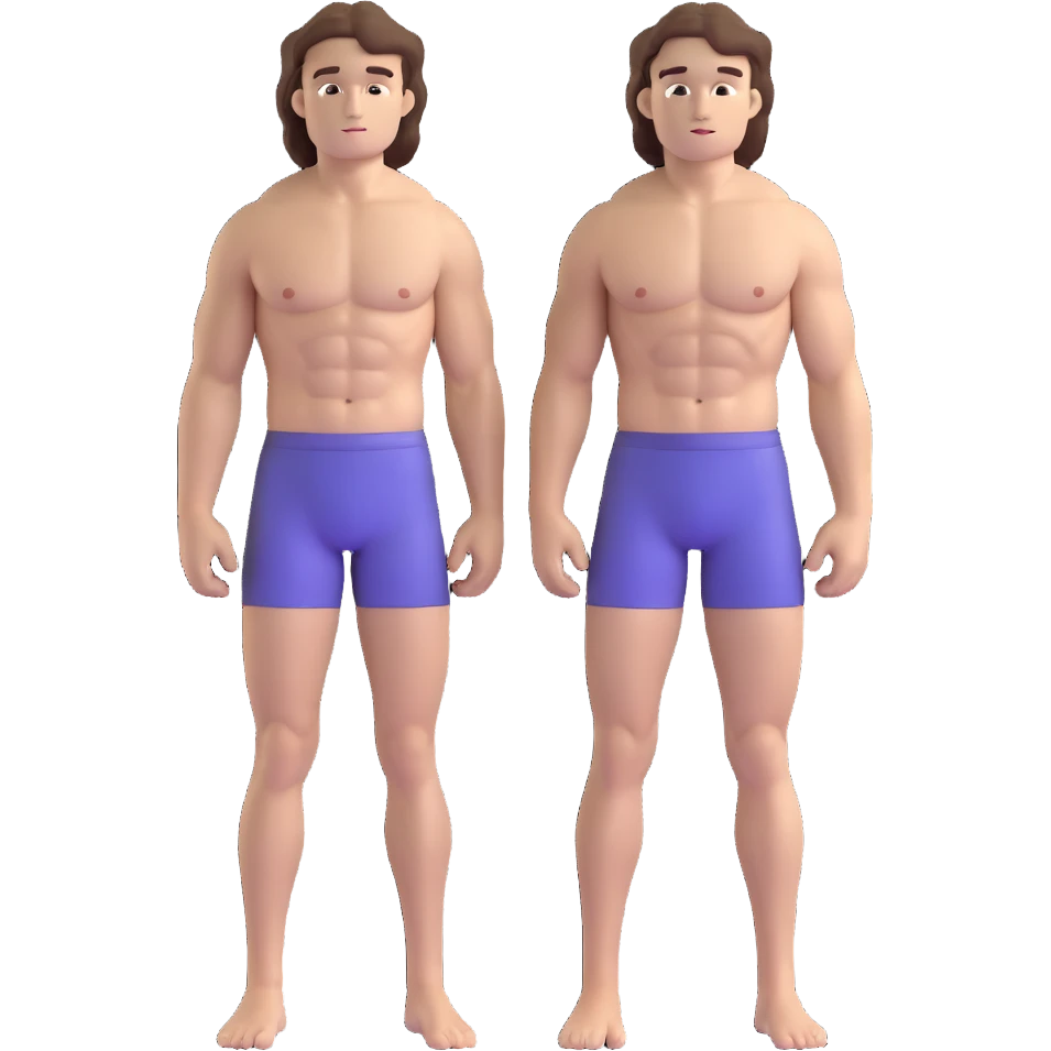 shirtless male athlete with white skin and wavy brown hair emoji