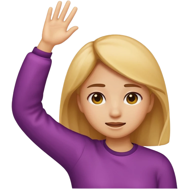 a emoji girl dabbing. (one hand to head other in the air)  emoji