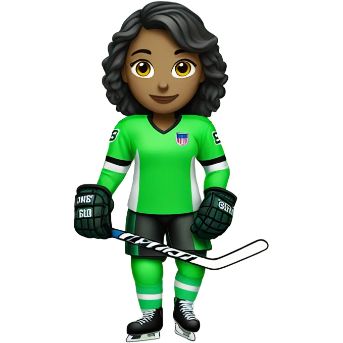 Girl ice Hockey player neon green emoji