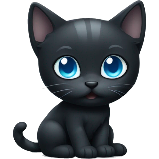 cute dark kitty with light blue eyes  emoji