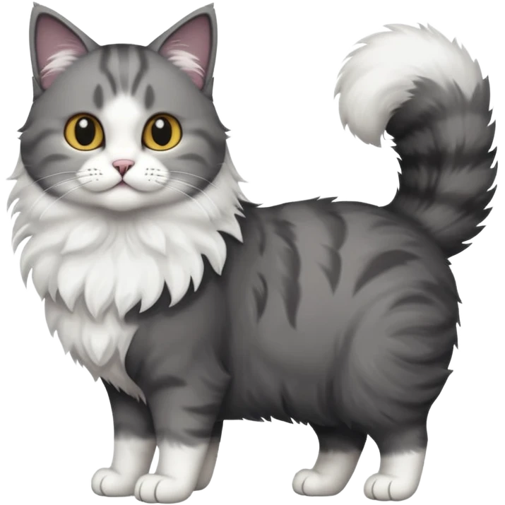 full body half dark grey and half white cat with white front legs emoji