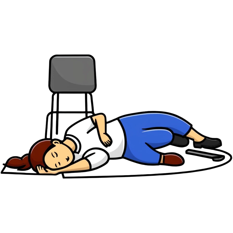 woman labour worker passed out on the floor emoji