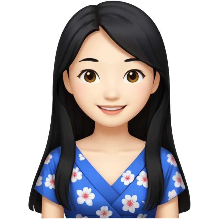 Asian women from japan wearing a dress with black long hair emoji