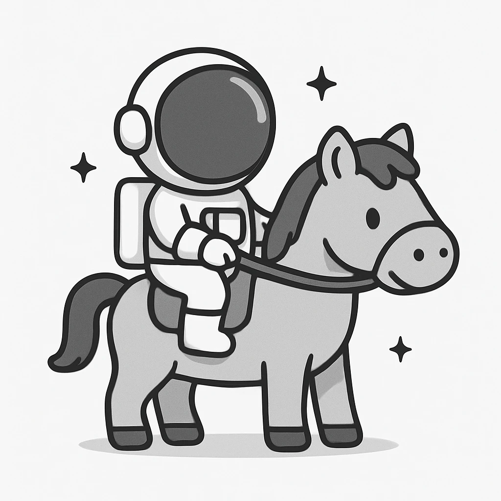 astronaut on horseback with stars in background emoji