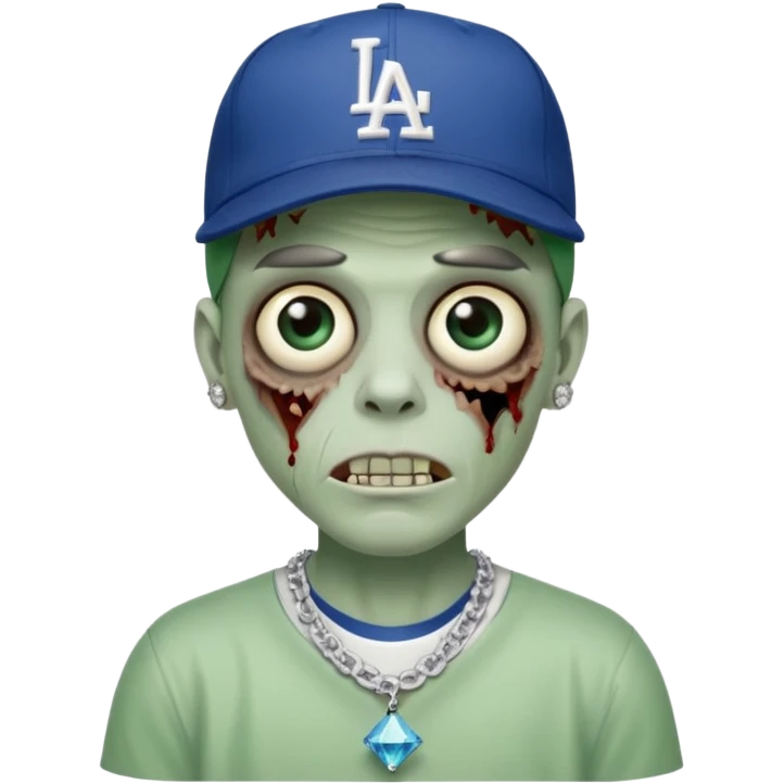 Zombie con gorra de los Dodgers y cadena con diamantes  emoji