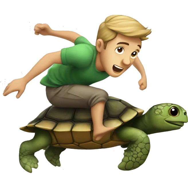 Guy running on a turtle emoji