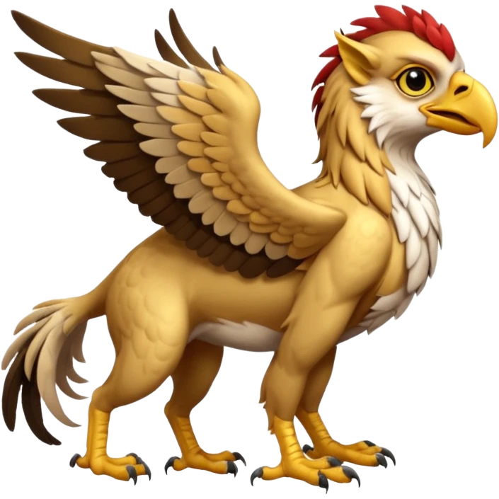 A beaked beaky 4-legged, feral, digitigrade, lanky, elegant, Gryphon-Griffin-Griff-Avian-hybrid, with a long beak, full body, cute, realism, hyper-realistic  emoji
