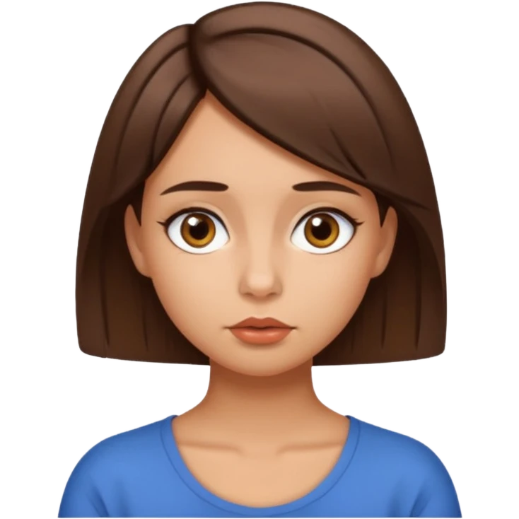 Girl w short brown hair brown eyes and a slight tan doing duck face hair tucked behind ears straight hair emoji