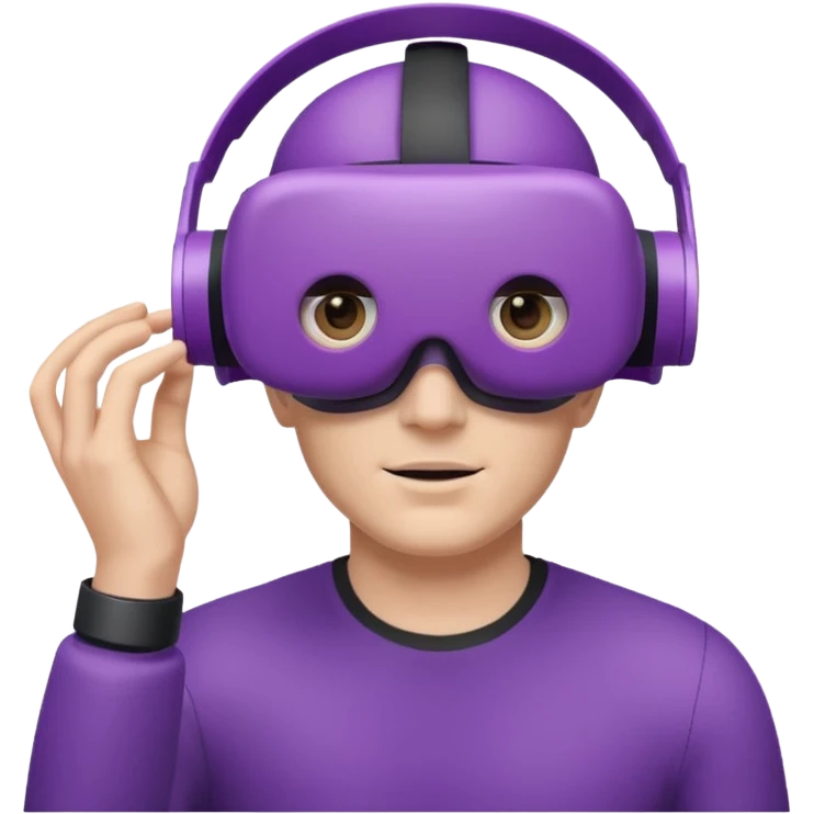white male wearing a purple VR headset emoji