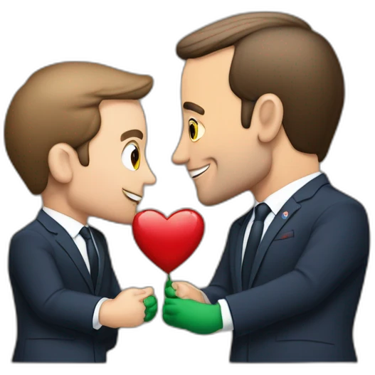 Macron qui fait un bisou au presid1n de la palestin emoji