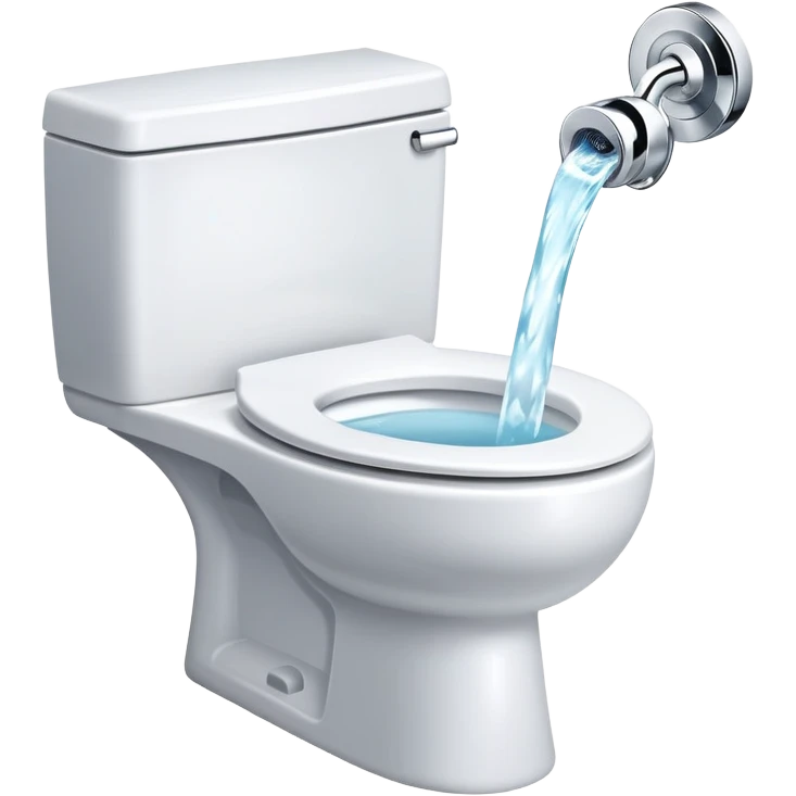sparkling clean toilet with water swirling, simple and expressive emoji