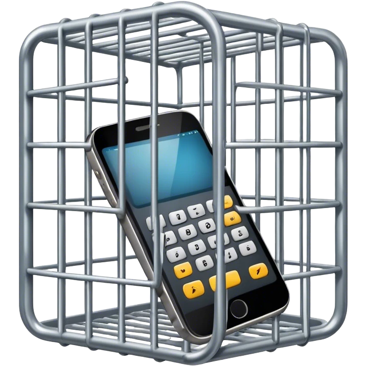 a mobile phone locked in cage emoji