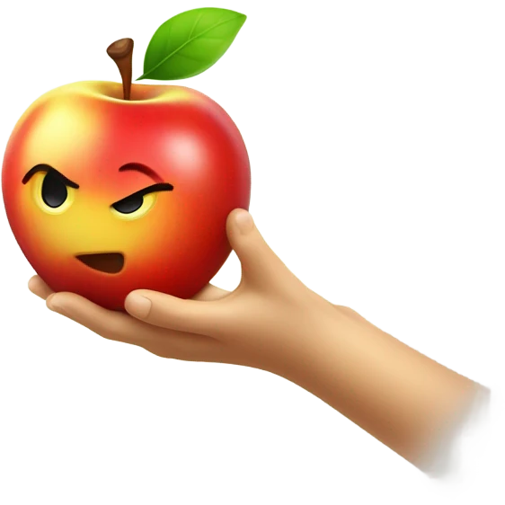 A yellow emoji hand holding a red  emoji