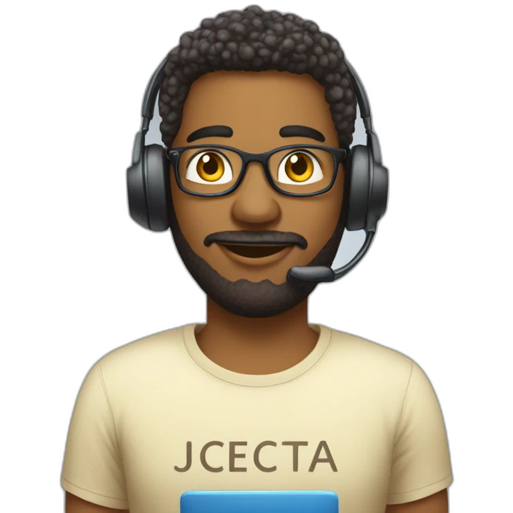 call center operator in a T-shirt with the inscription ONECTA emoji