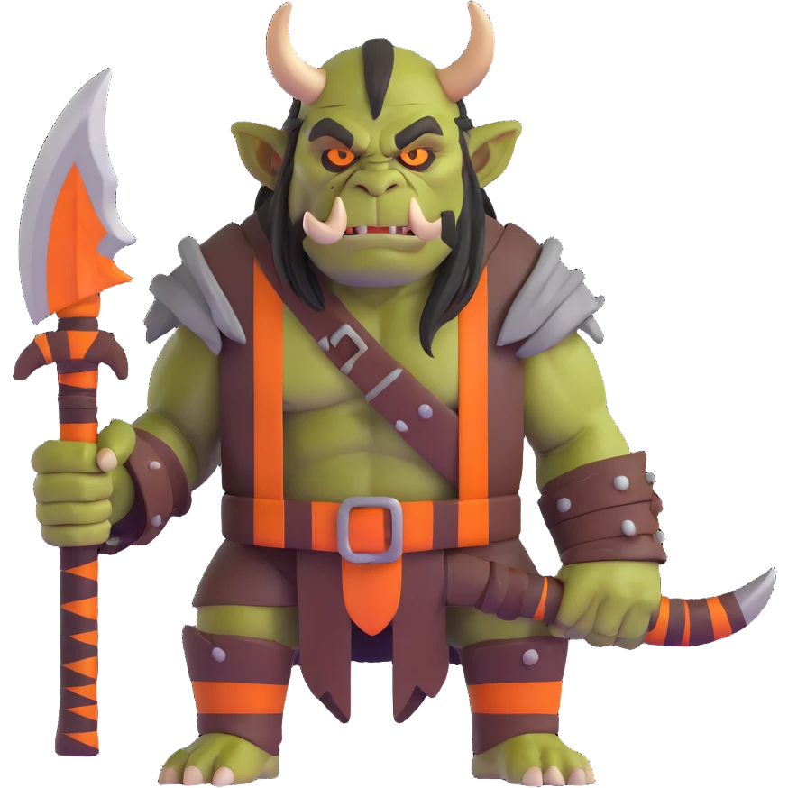 Tiger orc with tusks and orange stripes emoji