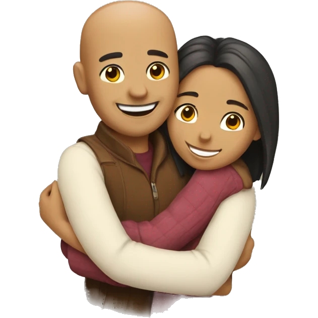 couple hug with warm smiles emoji