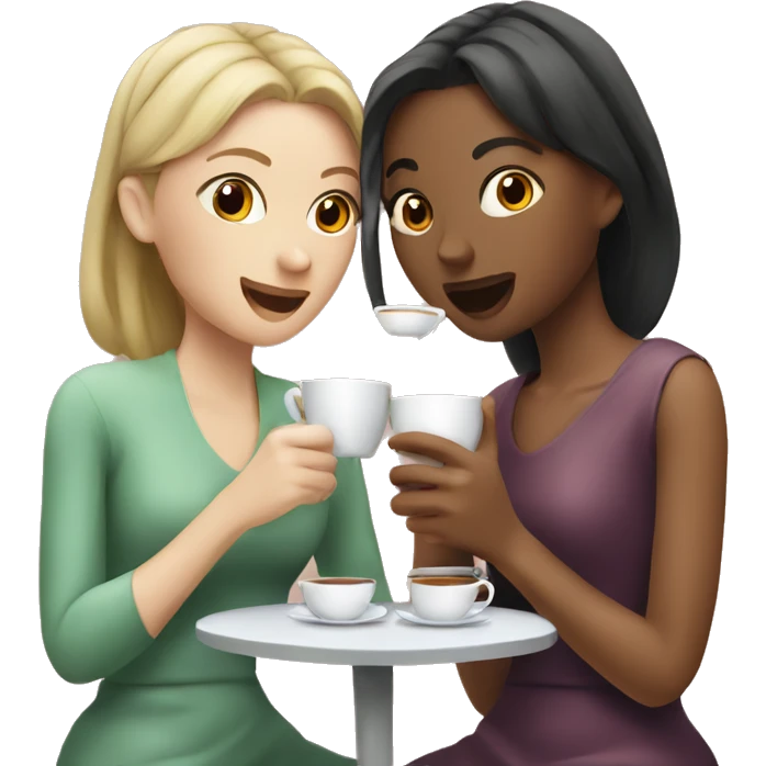 Three  girls drinking tea gossip  emoji