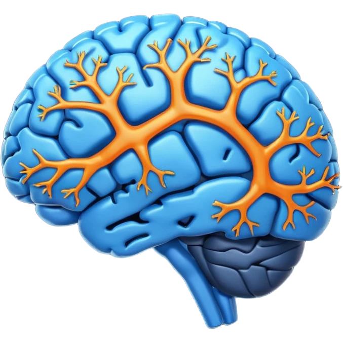 blue digital brain with orange neurons emoji