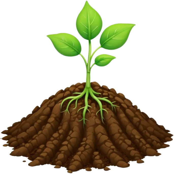 A small green sprout with two leaves, growing from brown soil emoji