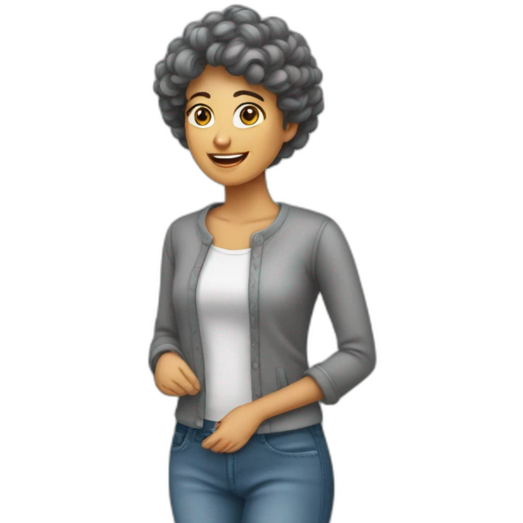 Mujer pelo gris ondulado comprando ropa emoji