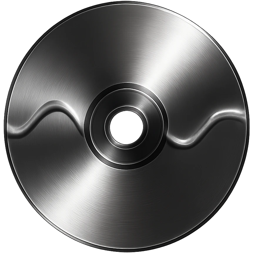A minimalist CD disc with wave pattern, glowing effect, purple color emoji