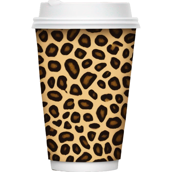 Single Realistic tall leopard print pattern design on a take away coffee cup. emoji