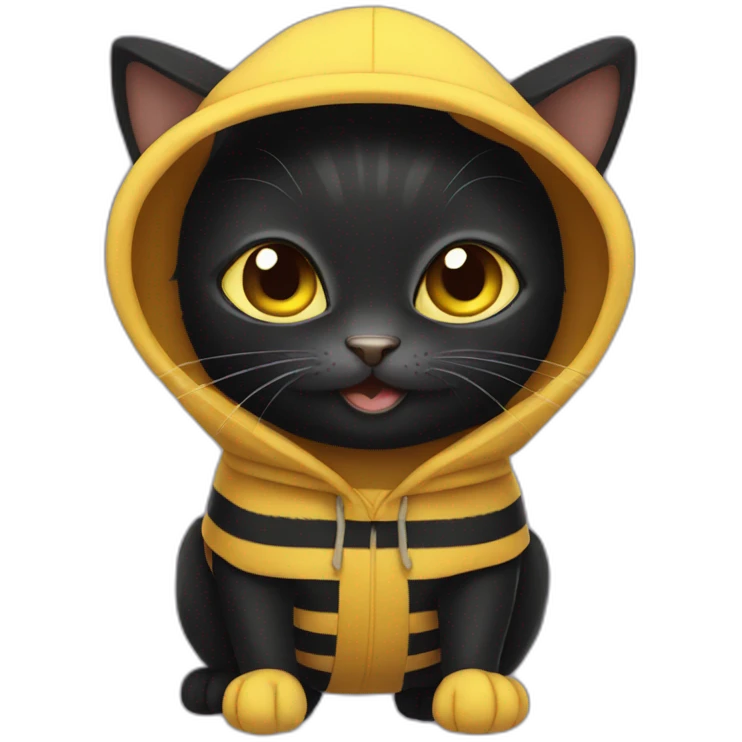 black cat in bee costume emoji