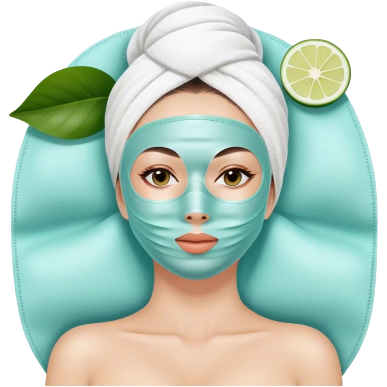 Lady with face mask spa beauty full face relaxing emoji
