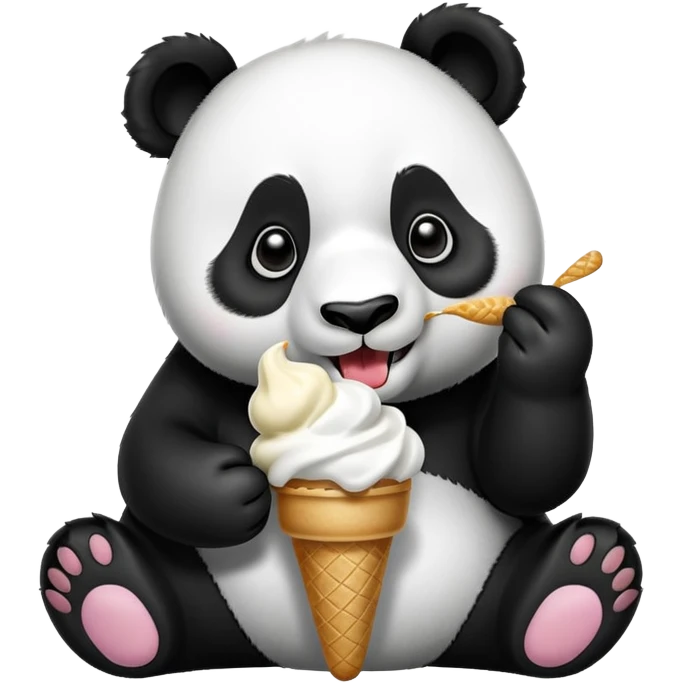 Panda eating ice cream emoji
