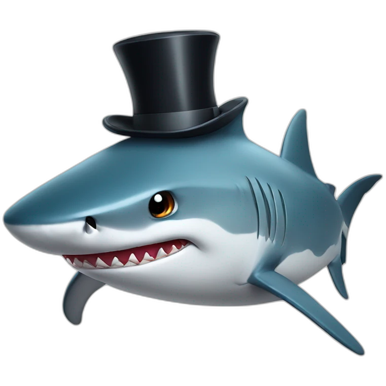 Shark with a top hat emoji