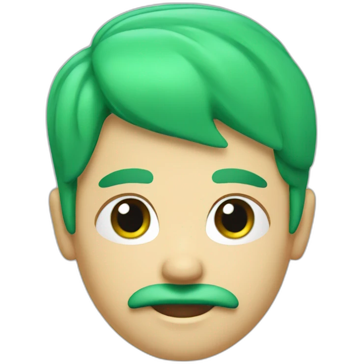 3d emoji of a boy with green-cyan hairs and green-cyan mustache  emoji