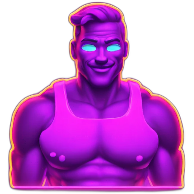 Juicy booty neon sign style man emoji