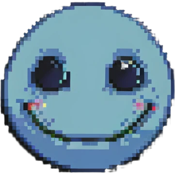 happy face with a single tear pixel art style emoji