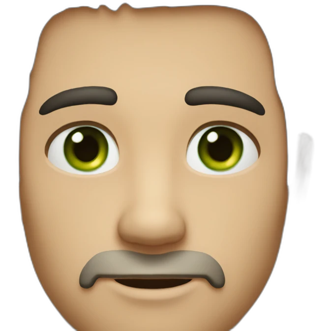 Dark hair man, béates, Green eyes emoji