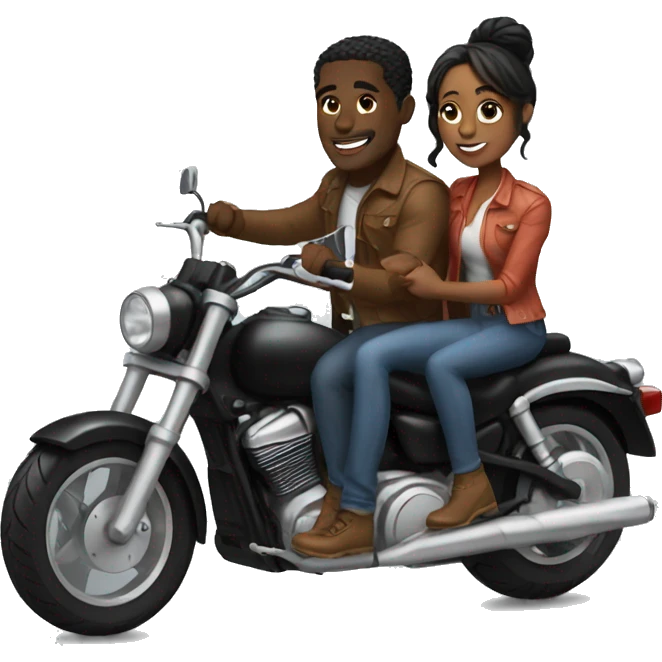 Black Couple on motorcycle  emoji