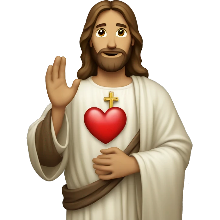 Jesus holding a heart emoji