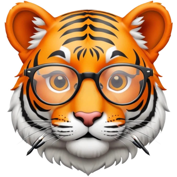 Tiger Harry Potter with wand and glasses emoji