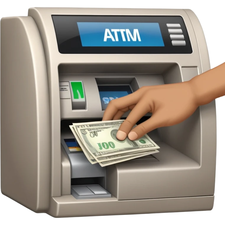 scammer's hand pulling money from ATM emoji