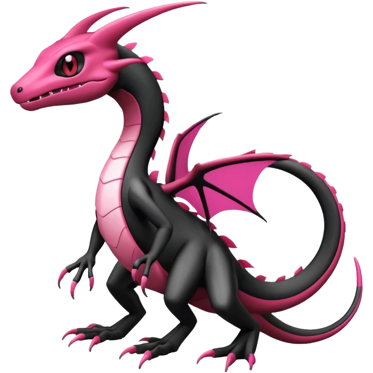 Magenta, black and white Flygon-Gorebyss-Salandit-Pokémon-Fakémon-creature-fusion-hybrid emoji