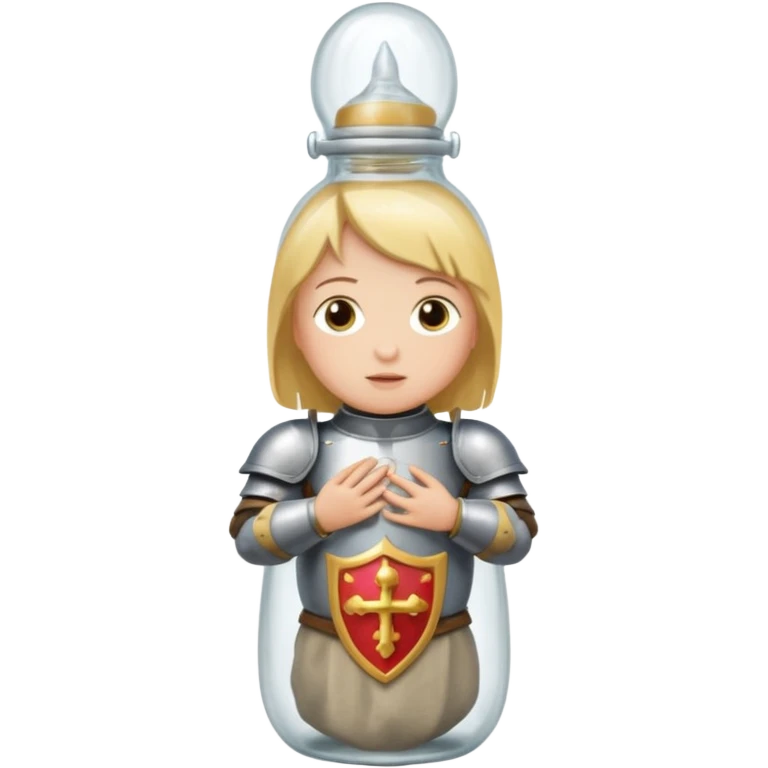 Jeanne d’arc en armure médiévale en enfermée dans un biberon  emoji