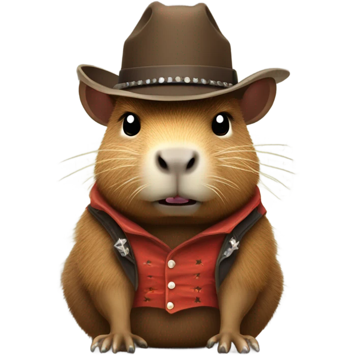 HEB  WORKING CAPYBARA IN A COWBOY OUTFIT WHOS ANGRY emoji