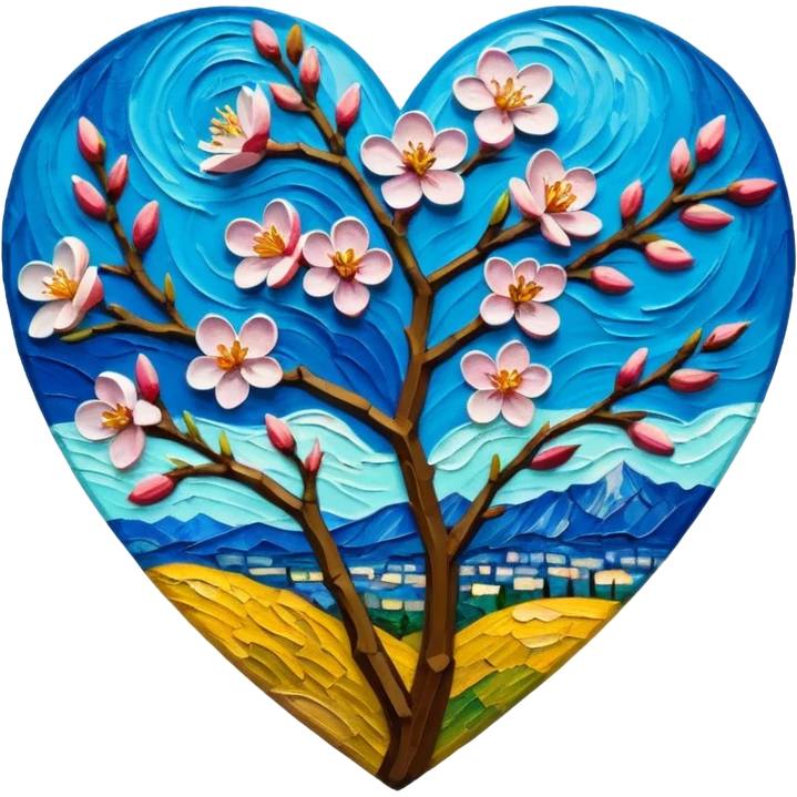Vangogh almond blossom heart emoji
