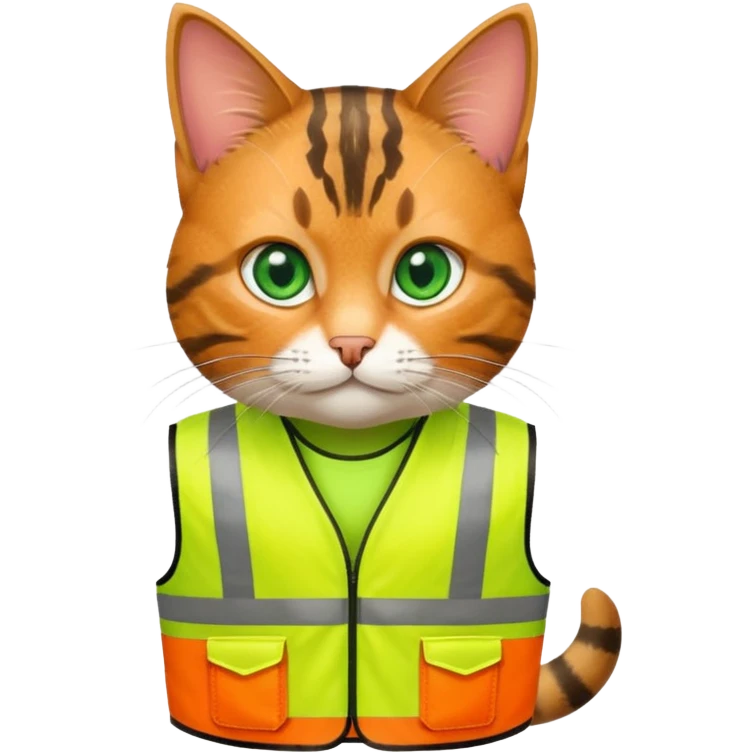 tabby cat in hi-vis clothing facing right emoji