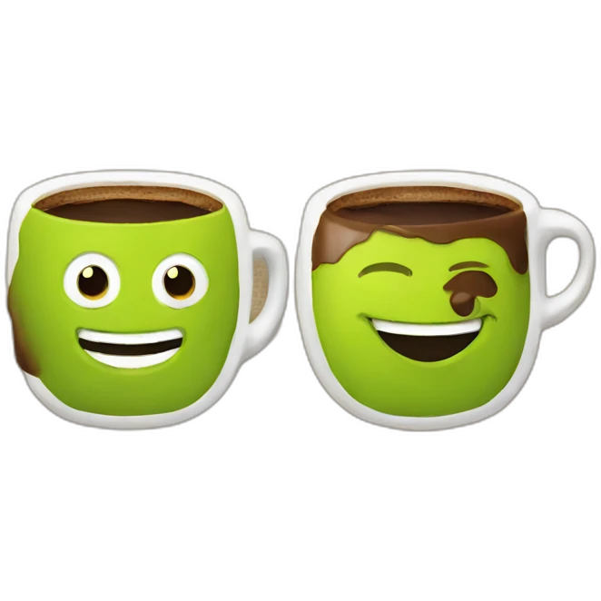 coffee and shrek smiling emoji